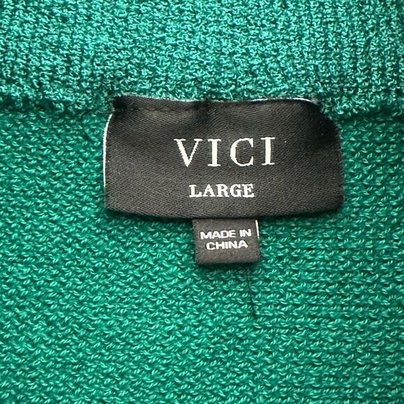 Vici Amsterdam Mock Neck Knitted Heavyweight Sweater Green Womens Sz L Cozycore - Picture 7 of 12